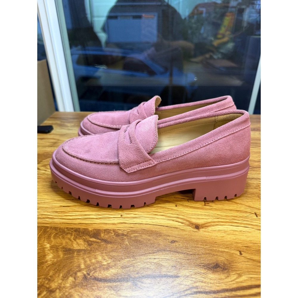 Patina Pink Zoe Suede Chunky Platform Penny Loafers Lug Sole Handmade 8.5 - Picture 8 of 8